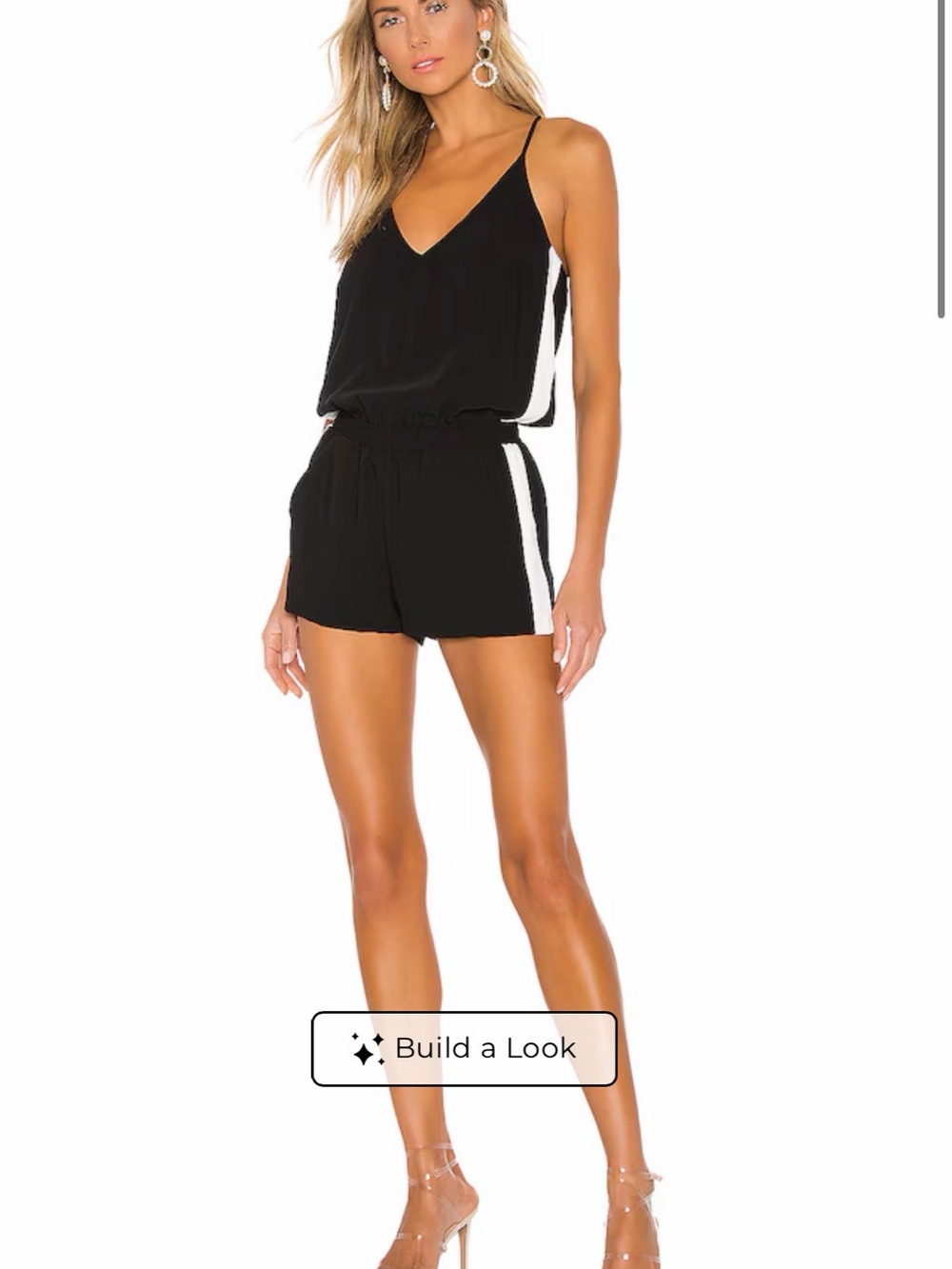 Amanda Uprichard Black Track Romper with White Detail